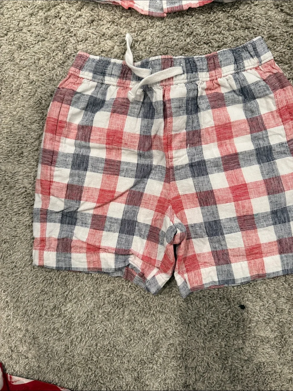 Janie and Jack Red, Blue & White Plaid Short Pajama Set